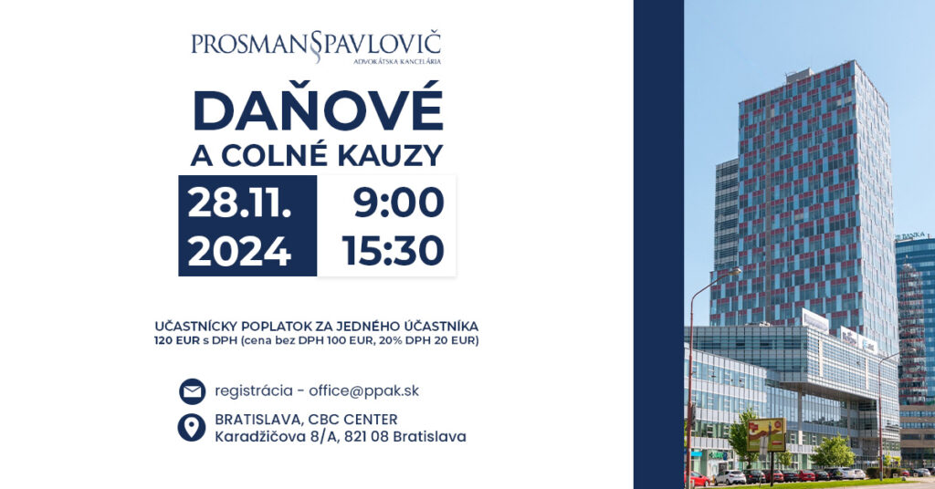 Daňové a colné kauzy – workshop 28.11.